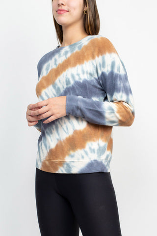 Tint + Shadow Crew Neck Long Sleeve Multi Print Knit Top - By Baano