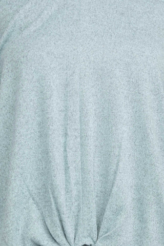 Tint + Shadow Boat Neck Long Sleeve Tie Front Hem Solid Knit Top - Glamourous Grace