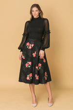 ROSE EMBROIDERY MIDI SKIRT - By Baano