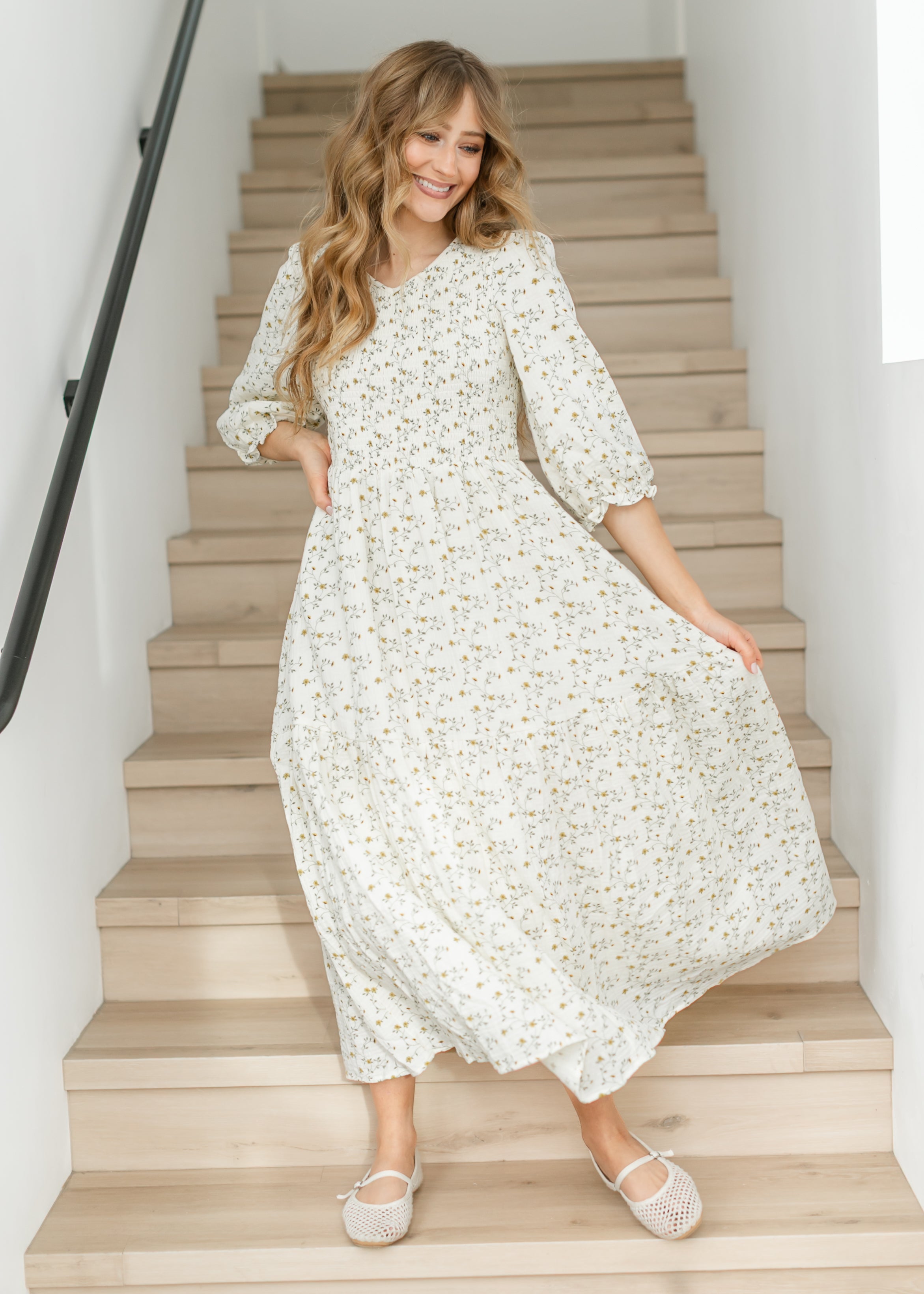Flora Smocked Midi Dress Inherit Co.