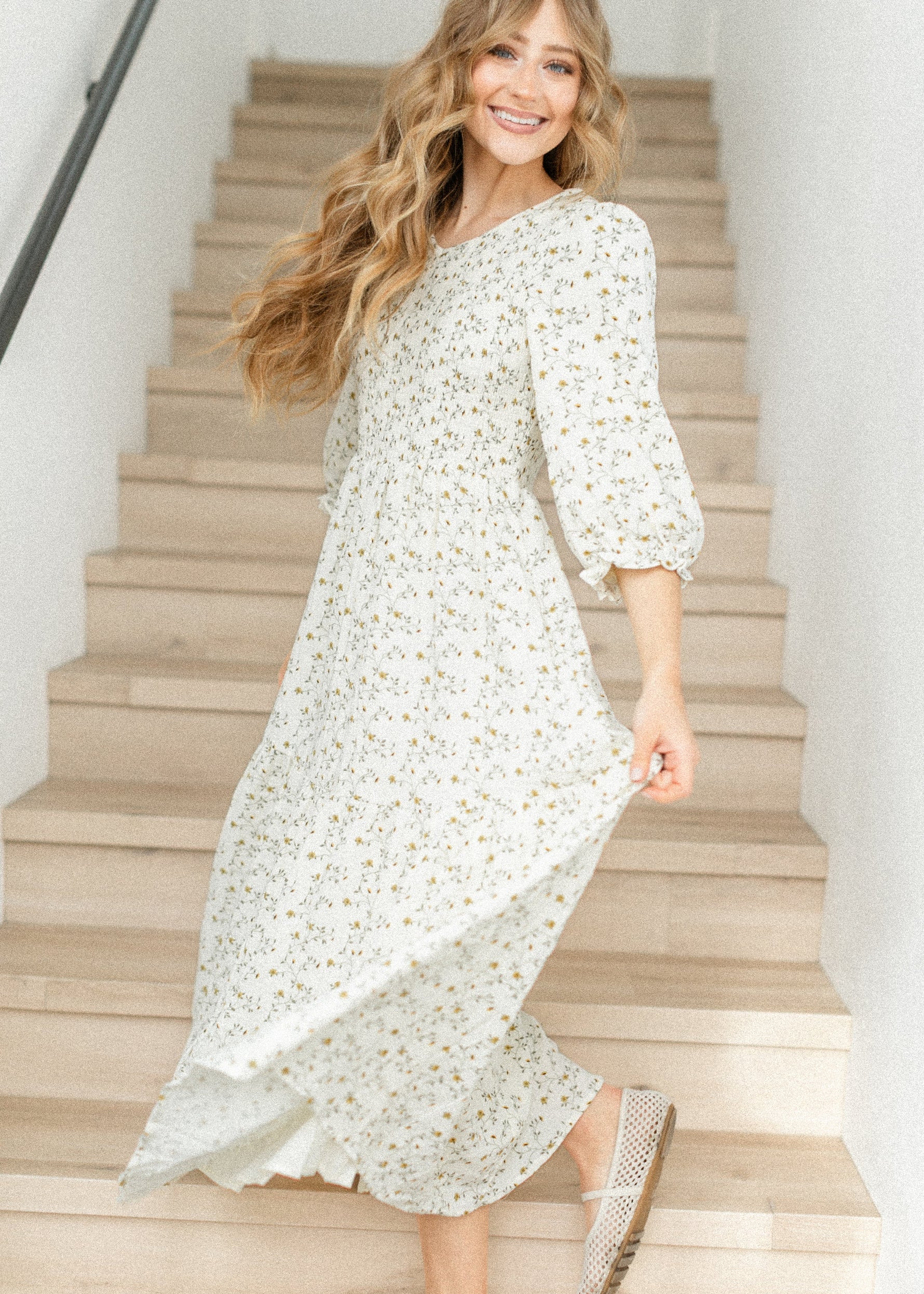Flora Smocked Midi Dress Inherit Co.