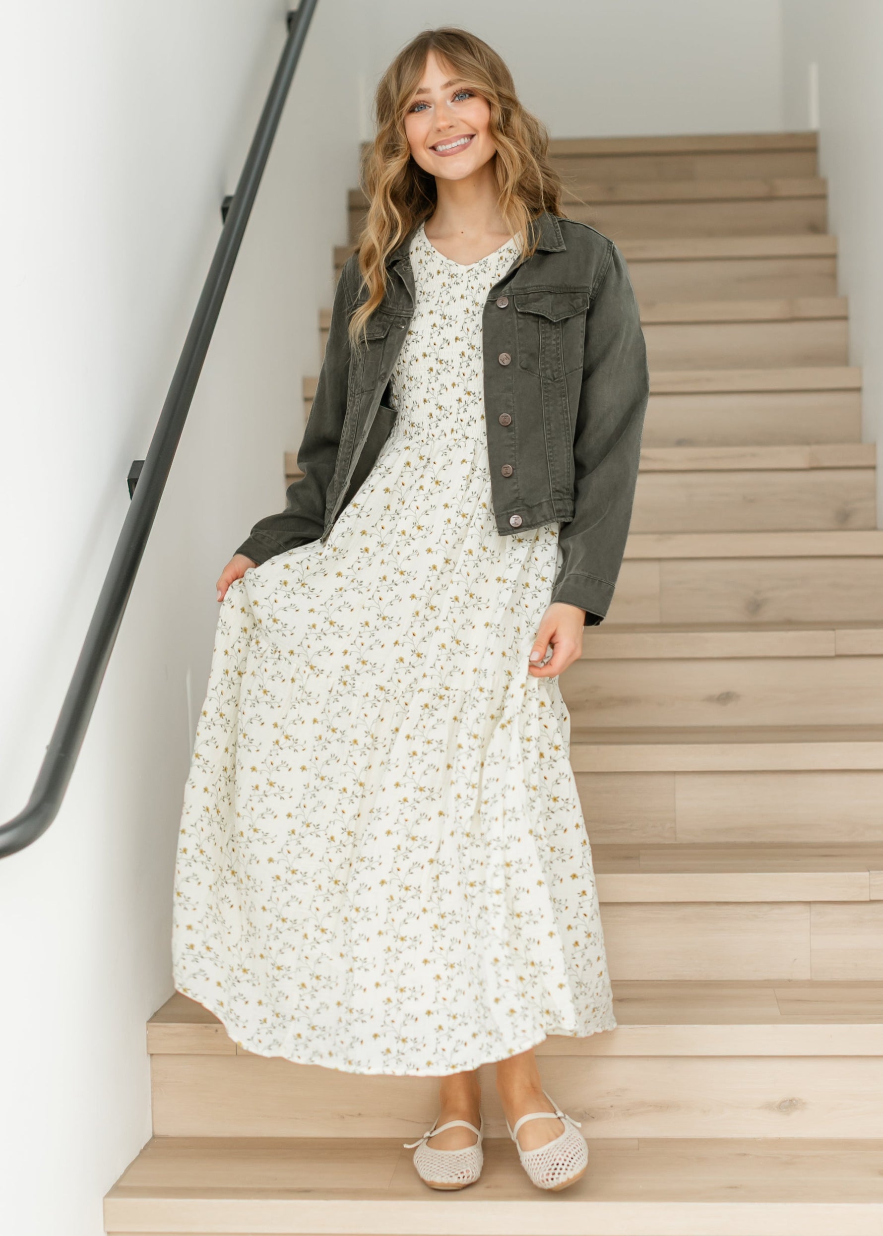 Flora Smocked Midi Dress Inherit Co.