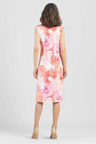 Floral Print Sleeveless Ruched Midi Dress