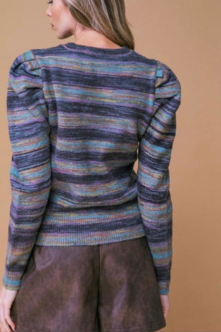 Stripe Puffsleeve Sweater - By Baano