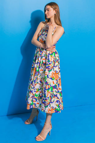 SWING ME AROUND POPLIN MIDI DRESS - By Baano