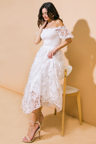 LOVE IN YOUR EYES WOVEN MIDI DRESS - By Baano
