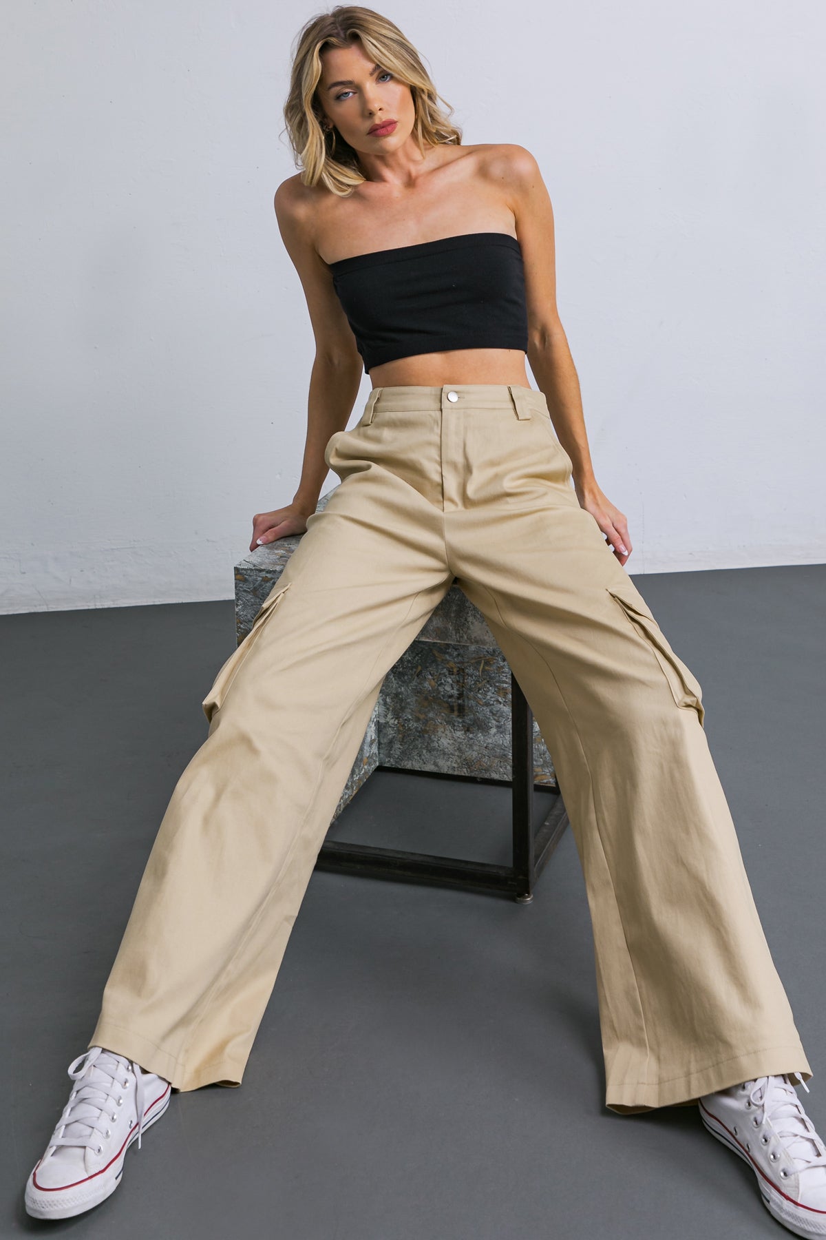 ADORABLE POSH WOVEN CARGO PANTS - By Baano