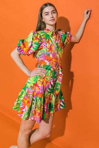 EVERYTHING TO ME FLORAL POPLIN MINI DRESS - By Baano