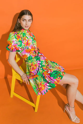 EVERYTHING TO ME FLORAL POPLIN MINI DRESS - By Baano