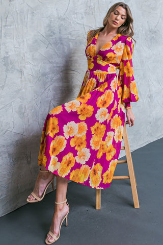 LOOK AT HER FLORAL WOVEN MIDI DRESS - By Baano