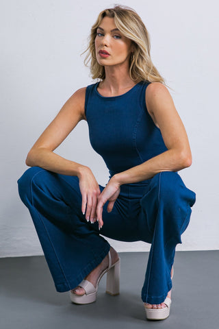 KISS AND WON'T TELL DENIM JUMPSUIT - By Baano