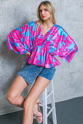 HERE WE GO AGAIN BLUE WOVEN TOP - By Baano