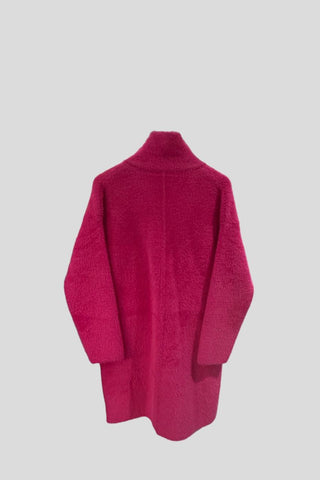 Hot Pink Fuzzy Mid Length Coat - By Baano