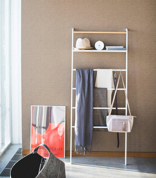 Leaning Storage Ladder With Shelf (63" H)  - Steel - By Baano