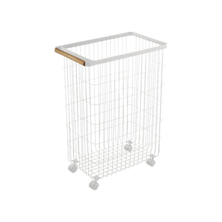 Rolling Wire Basket (24" H)  - Steel + Wood - By Baano
