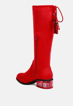 Francesca Tassels Detail Short Heel Calf Boot