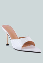 French Cut Croc Texture Patent Faux Leather Sandals