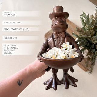 Charming Frog Bronze Bowl | Dapper Critters Collection Decor Steals
