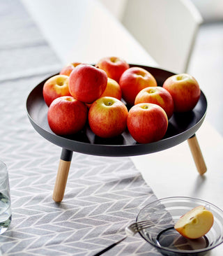 Countertop Pedestal Tray (5" H)  - Steel + Wood - By Baano