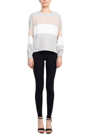 M Magaschoni Crew Neck Long Sleeve Fuzzy Sweater