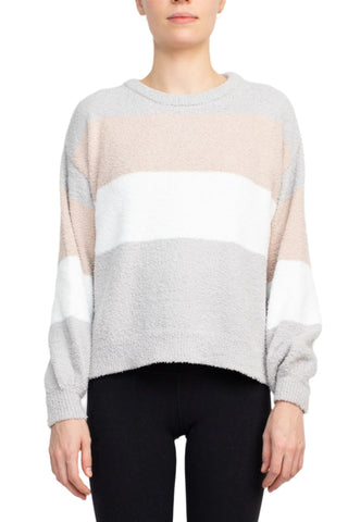 M Magaschoni Crew Neck Long Sleeve Fuzzy Sweater