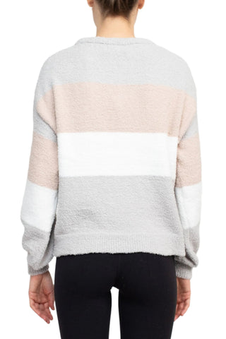 M Magaschoni Crew Neck Long Sleeve Fuzzy Sweater