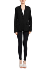 M Magaschoni Notch Collar Long Sleeve Welt Pockets 1 Button Closure Rayon Blazer - Glamourous Grace