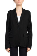 M Magaschoni Notch Collar Long Sleeve Welt Pockets 1 Button Closure Rayon Blazer - Glamourous Grace