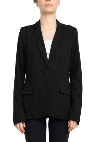 M Magaschoni Notch Collar Long Sleeve Welt Pockets 1 Button Closure Rayon Blazer - By Baano