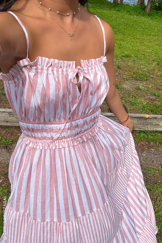 GIA PEONY PINK WOVEN MAXI DRESS - By Baano