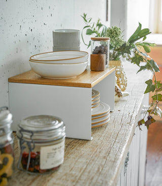 Stackable Countertop Shelf - Two Sizes - Steel + Wood - By Baano