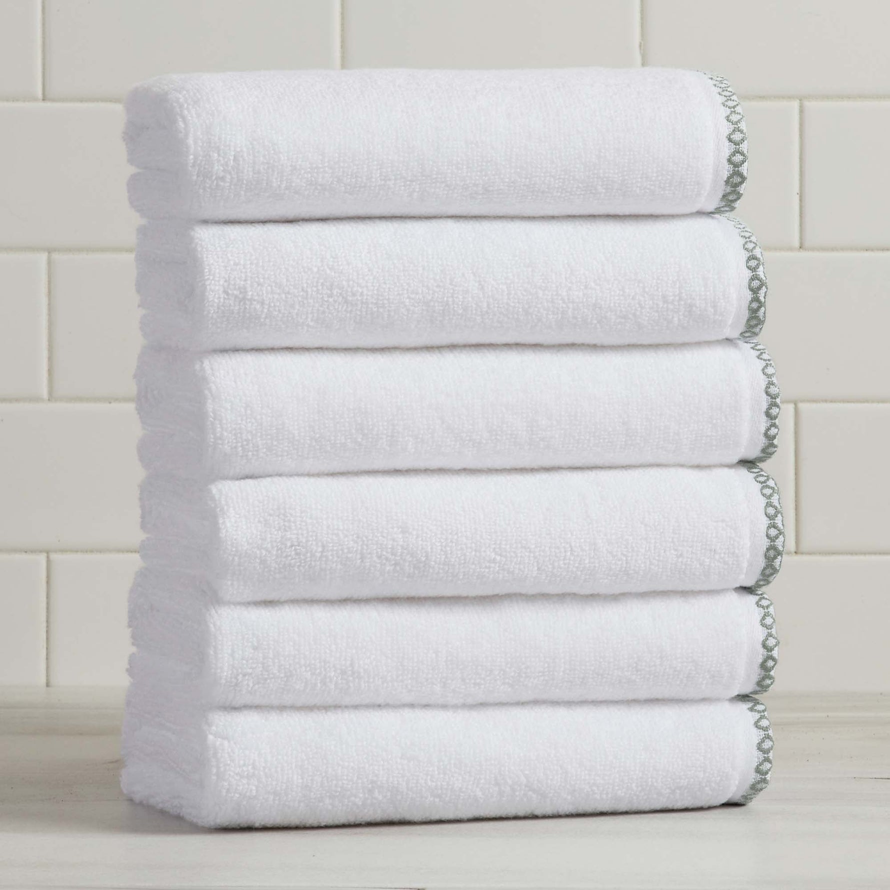 Cotton Border-Stitched 6-Piece Towel Set - Valery Collection