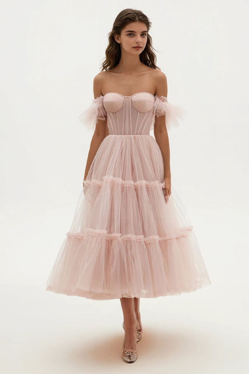 Geisha Bustier Tulle Midi Dress - By Baano