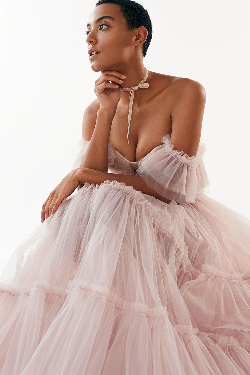 Geisha Bustier Tulle Midi Dress - By Baano