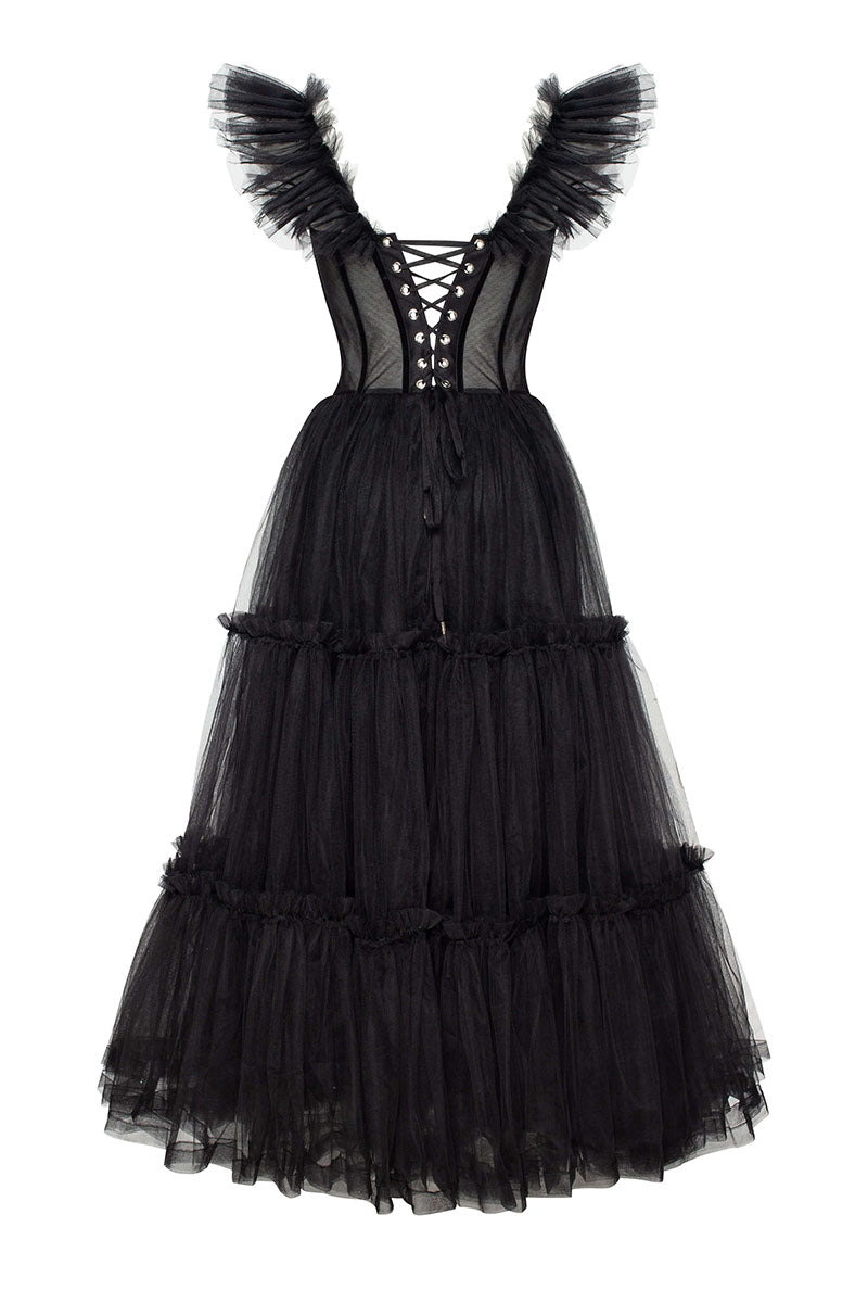 Geisha Bustier Tulle Midi Dress - By Baano