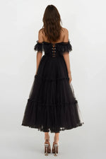 Geisha Bustier Tulle Midi Dress - By Baano