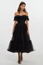 Geisha Bustier Tulle Midi Dress - By Baano