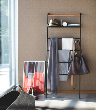 Leaning Storage Ladder With Shelf (63" H)  - Steel - By Baano