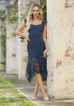 Giselle Dress - Steel Blue Lace Dress
