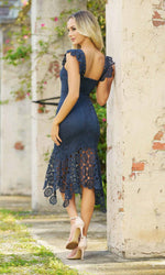Giselle Dress - Steel Blue Lace Dress