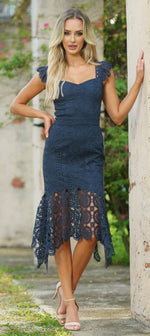 Giselle Dress - Steel Blue Lace Dress