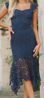 Giselle Dress - Steel Blue Lace Dress