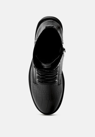 giselle croc print ankle boots with side zipper