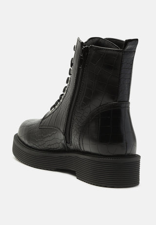 giselle croc print ankle boots with side zipper