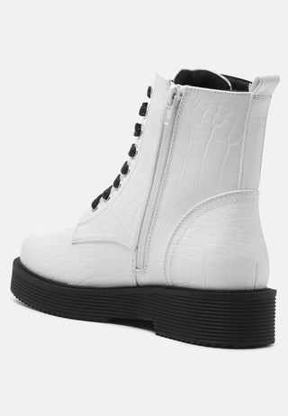 giselle croc print ankle boots with side zipper