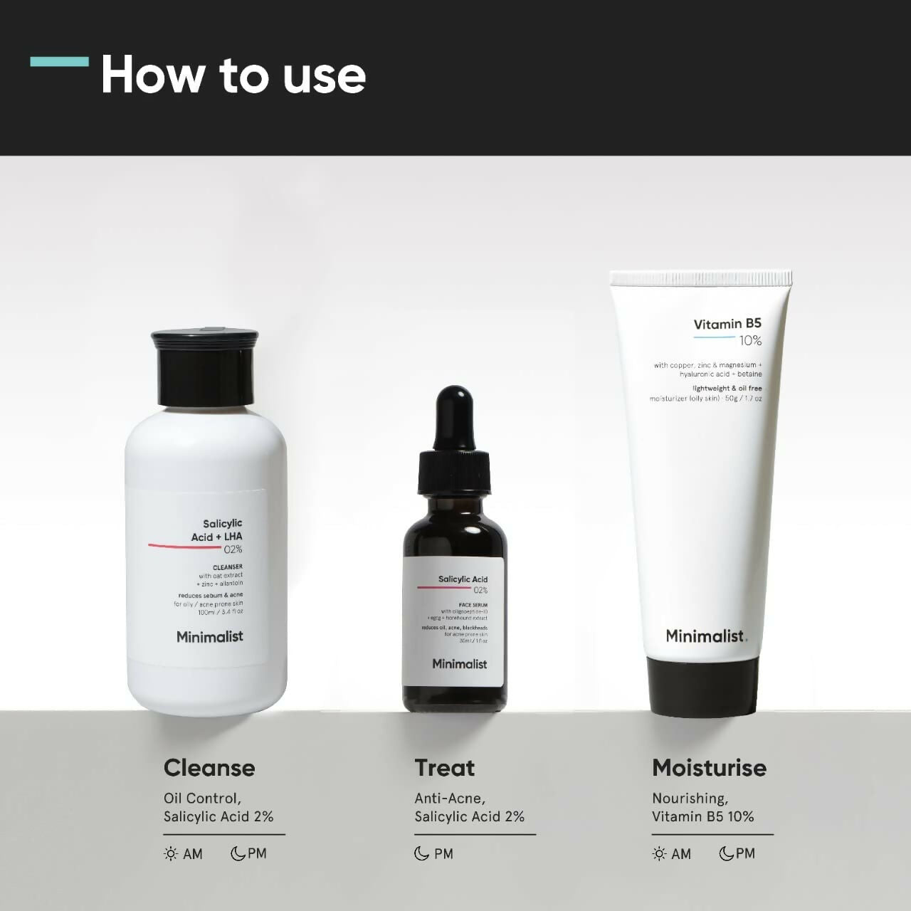 Minimalist Anti-Acne Kit, Skincare Routine Kit - Face Wash, Moisturizer, and Serum