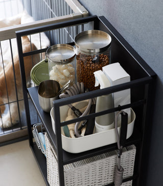 Two-Tier Hideaway Storage Cart (24" H)  - Steel - By Baano