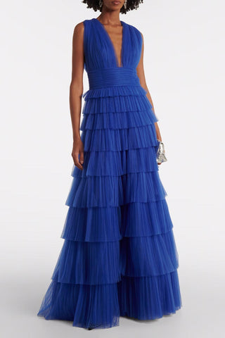 Gorgeous Blue Tiered Maxi Dress - By Baano