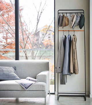 Coat Rack with Hat Storage (66" H)  - Steel + Wood - By Baano