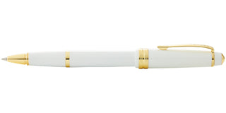 Bailey Light™ Polished White Resin and Gold Tone Rollerball Pen - By Baano